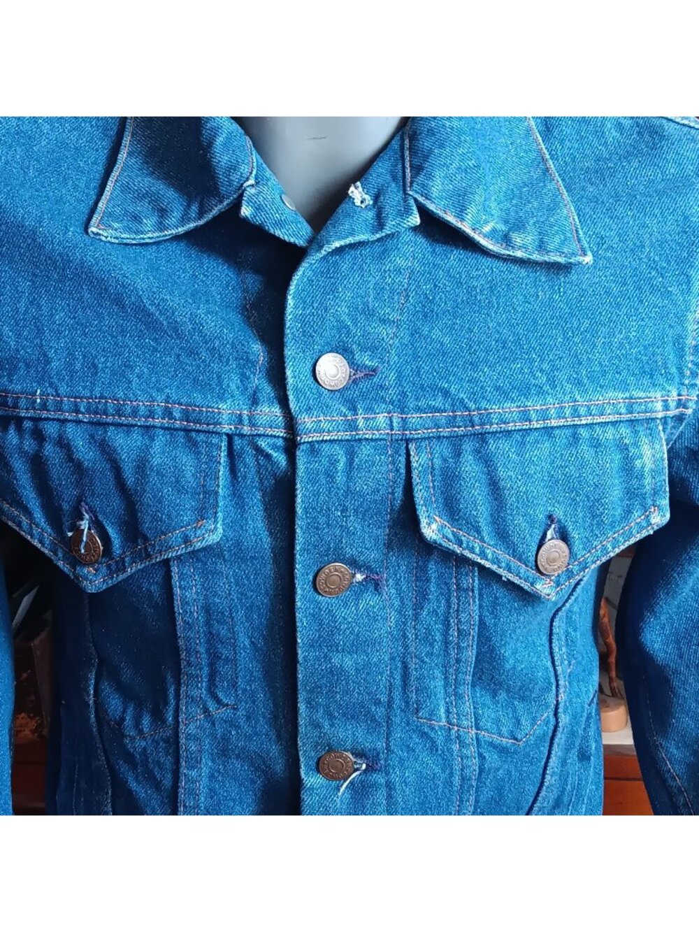 True Vintage Small Denim Trucker Jacket 1980's Cowden USA Hippie Cowboy